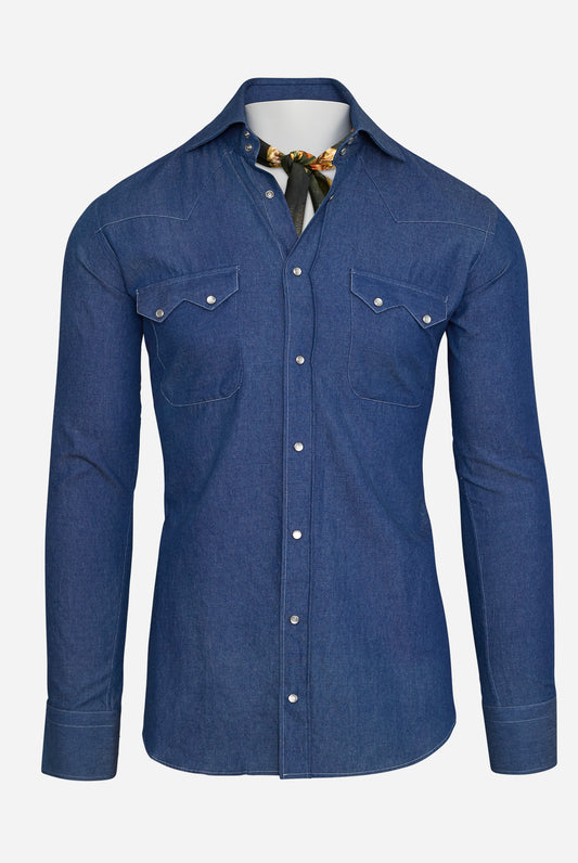 Kacey Texas Western Shirt in Medium Denim