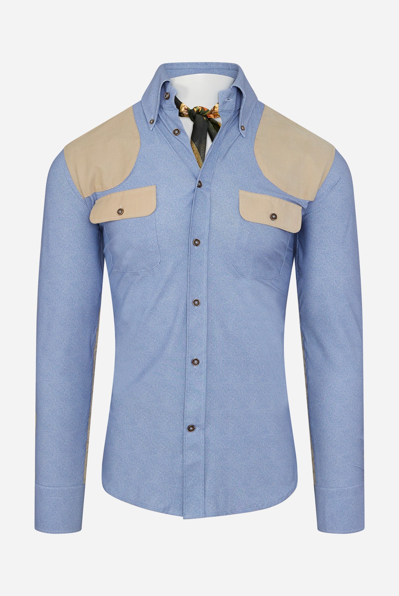 JD Performance Field Shirt in Blue with Tan