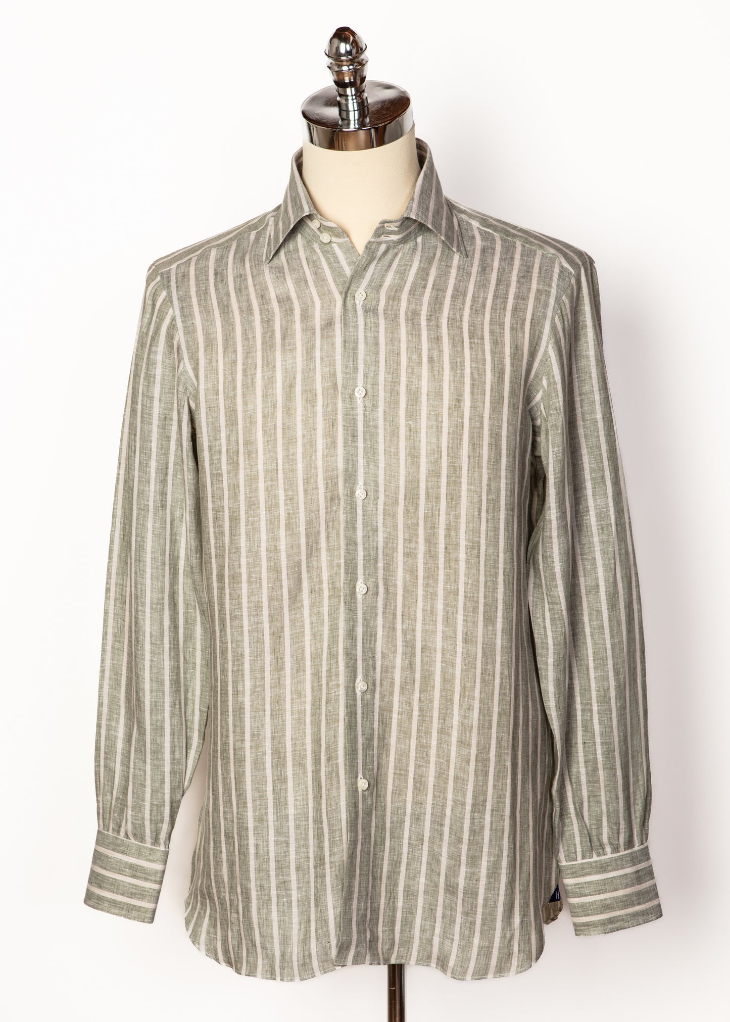 Classic Shirt in Sage w/White Stripes