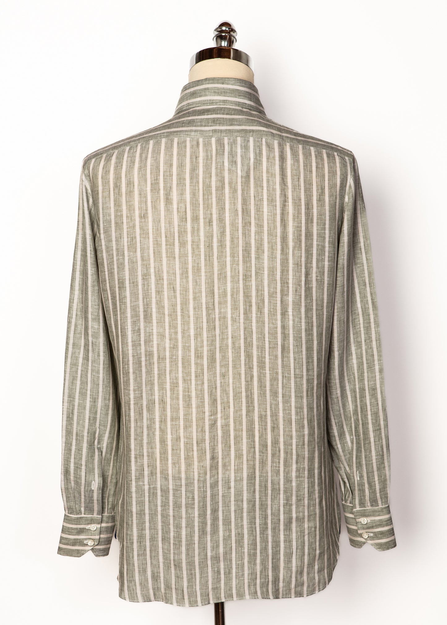Classic Shirt in Sage w/White Stripes