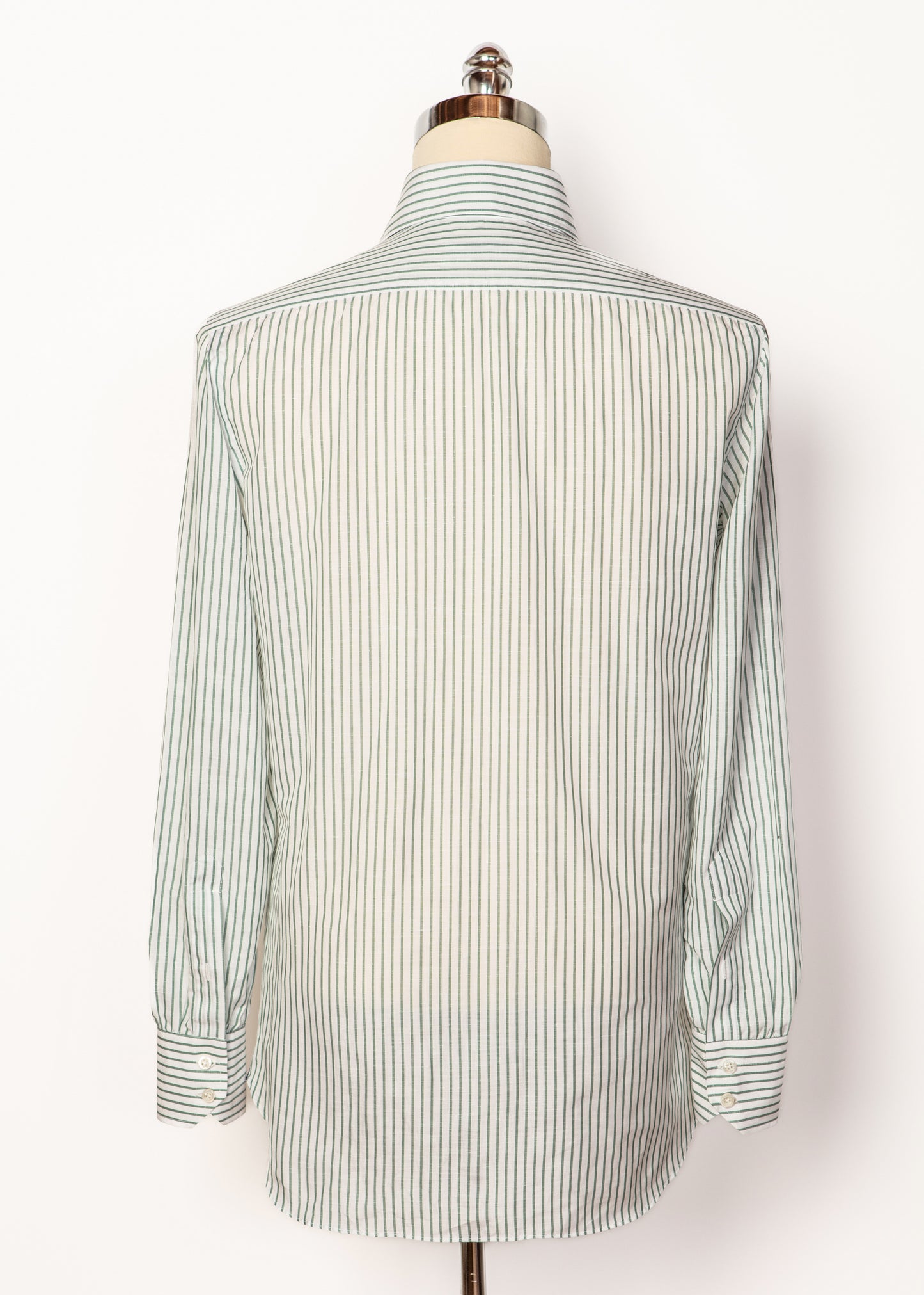 Classic Shirt in White w/Sage Stripes