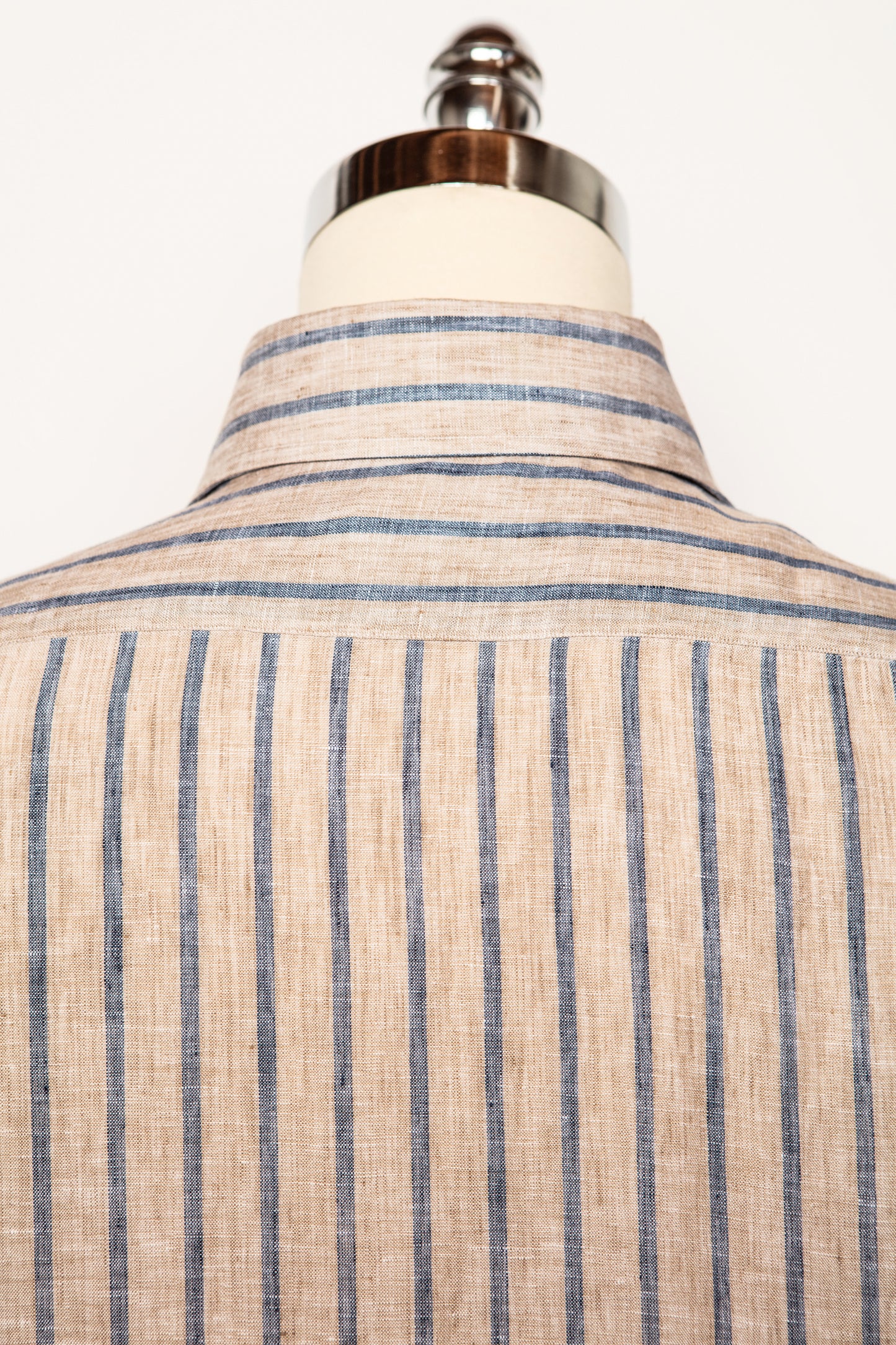 Classic Shirt in Tan With Blue Awning Stripe