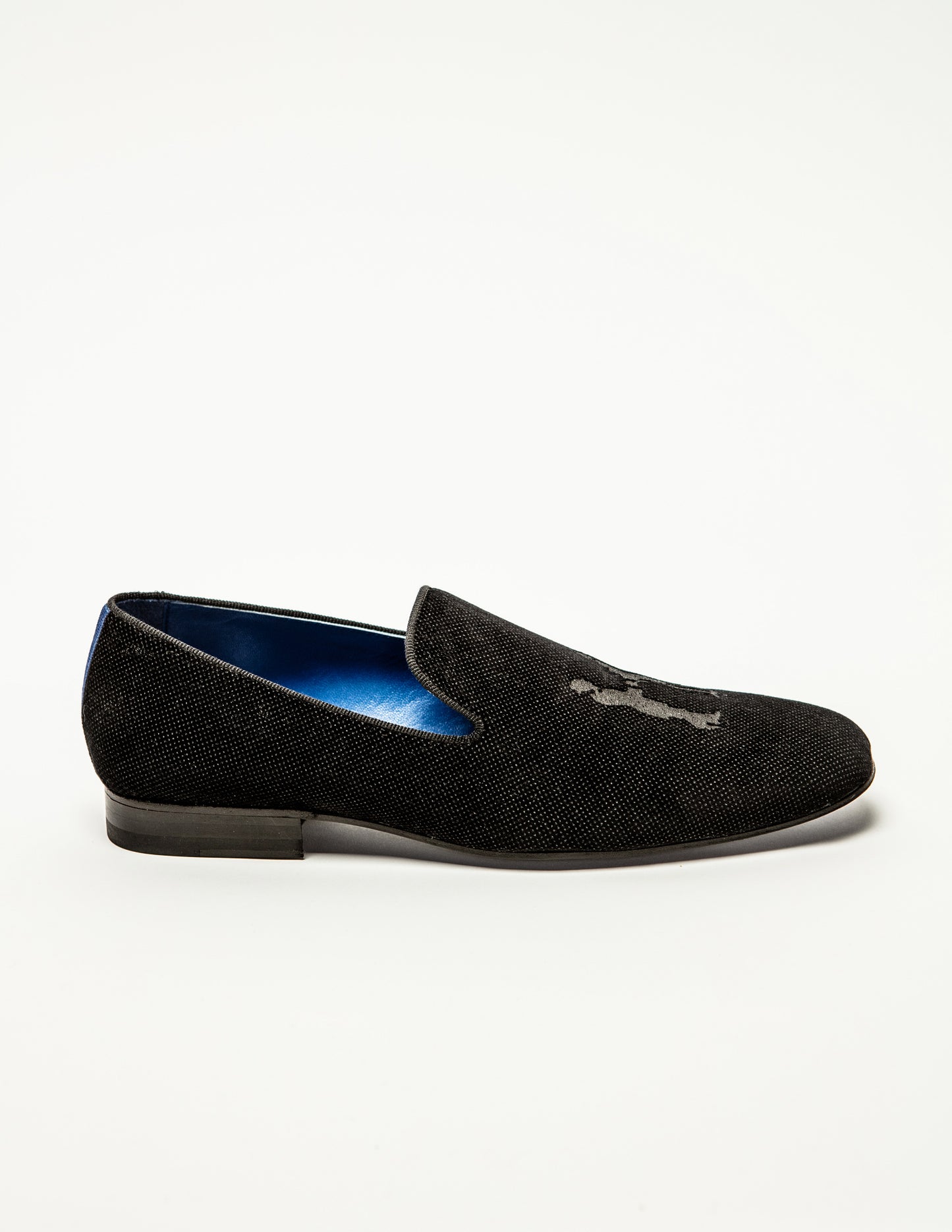 Slipper in Black Velvet with Black Logo