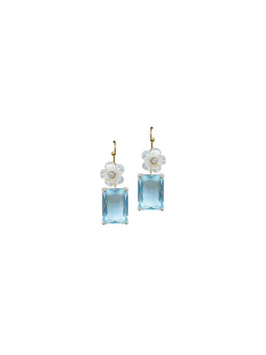 Mini Paris Blue & Mother of Pearl Flower Earrings