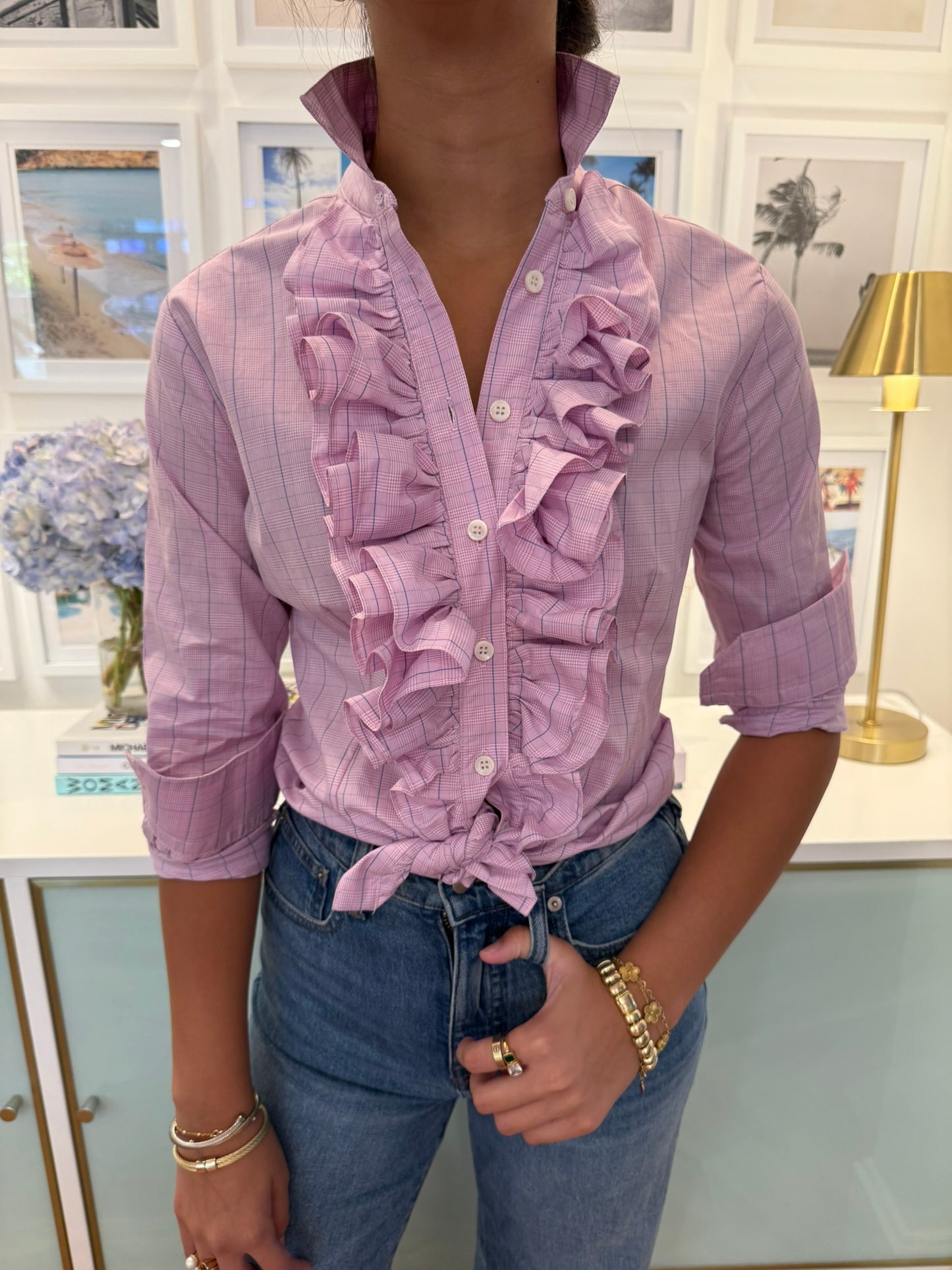 HGIRL BELINDA BLOUSE IN LAVENDER GLEN PLAID