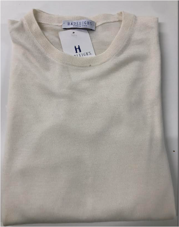 Cashmere/Silk Blend Crewneck Sweater in Cream