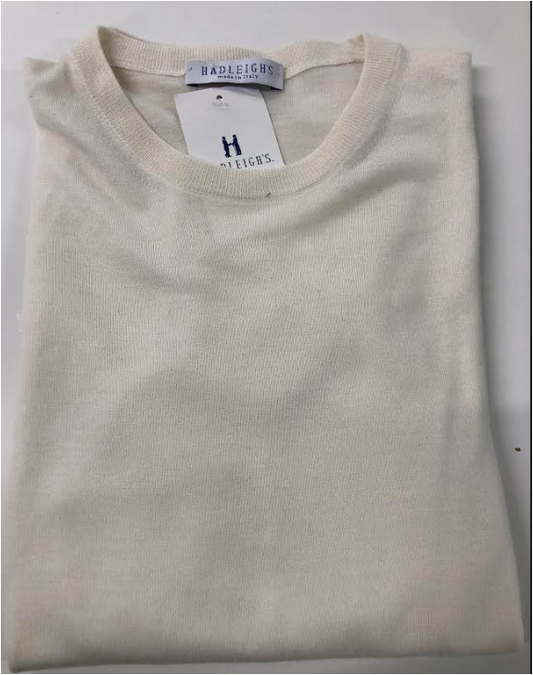 Cashmere/Silk Blend Crewneck Sweater in Cream