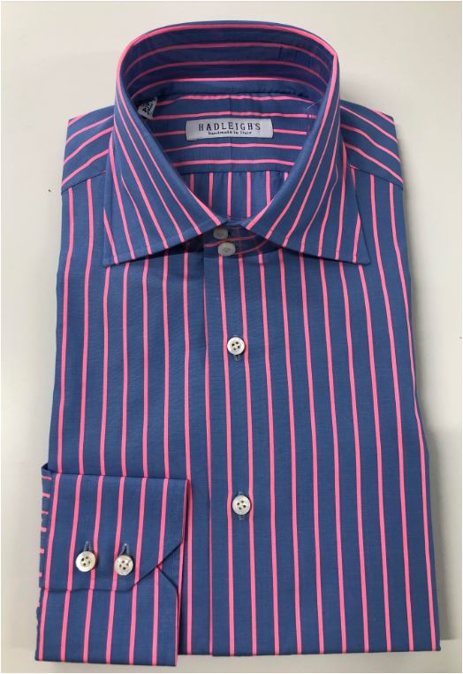 Classic Linen Shirt in Navy/Pink Stripe