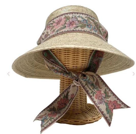 Clematis Bucket Hat - Antique Tapestry Floral Ribbon