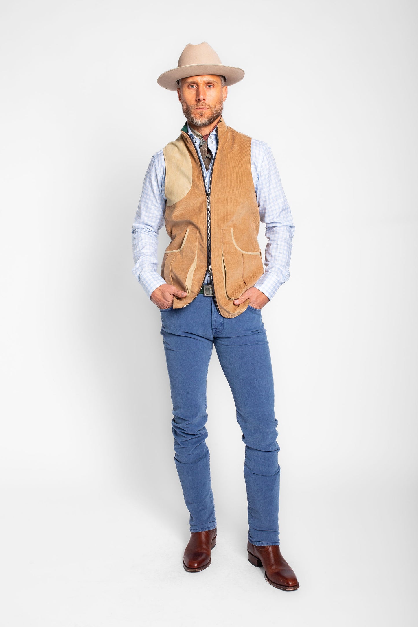Banks Field Vest in Tan Corduroy