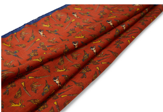 Dog Hunt Pocket Square in Orange