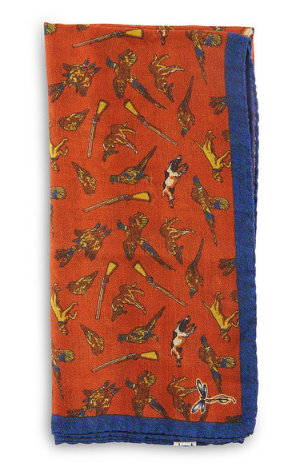 Dog Hunt Pocket Square in Orange