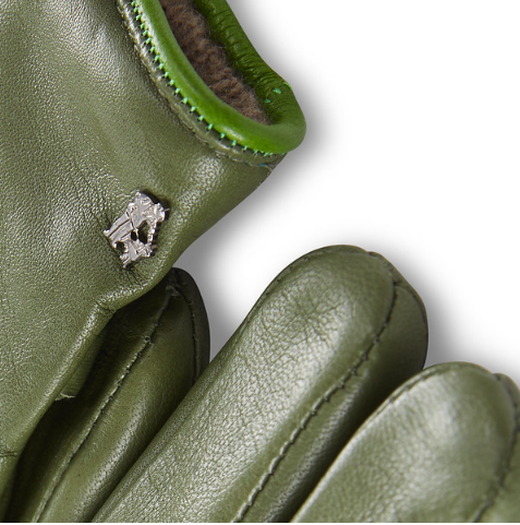 Hunting Gloves in Dark Green Leather w/Green Trim