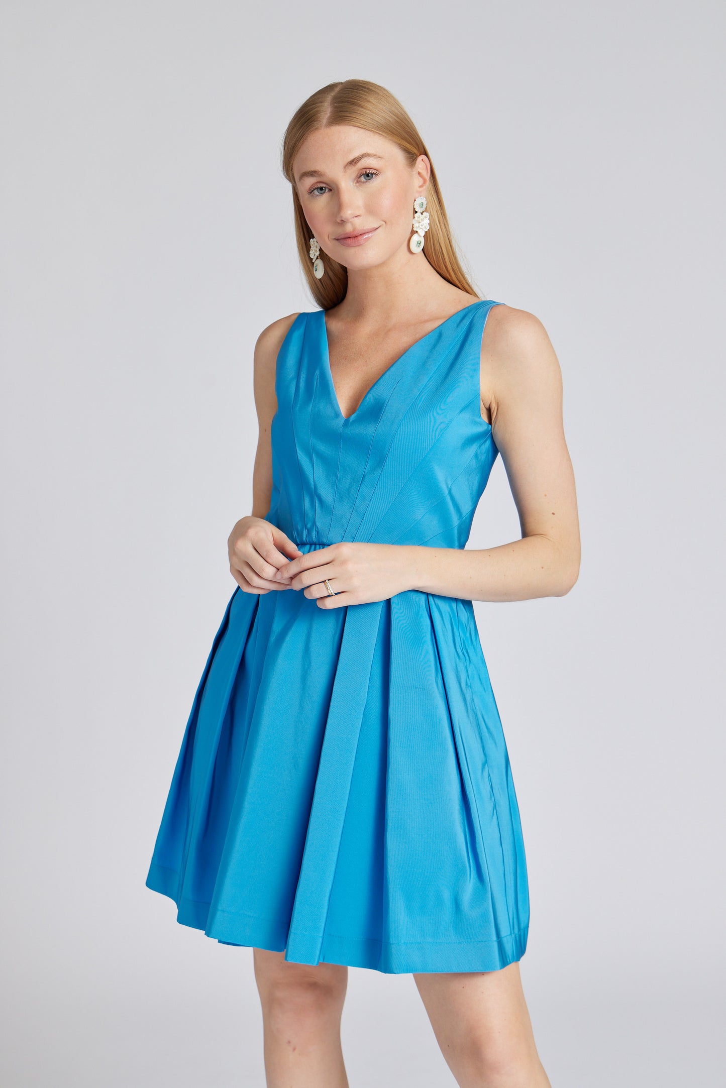 Ava Dress Silk Faille Aqua