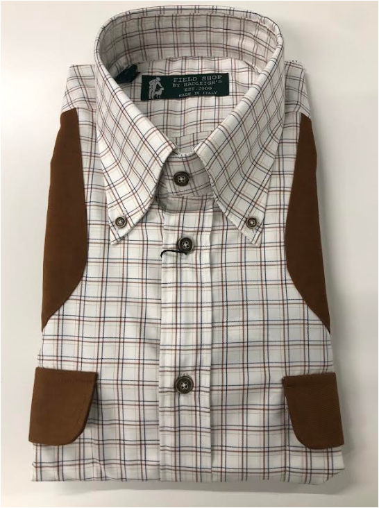 JD Field Shirt in Ecru with Rust Multi Windowpane