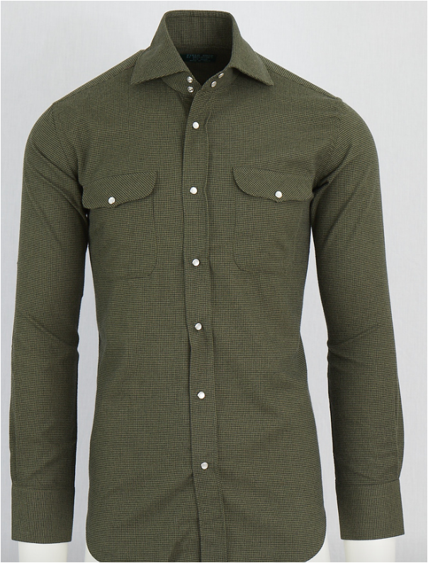 Kacey Field Shirt in Olive Houndstooth