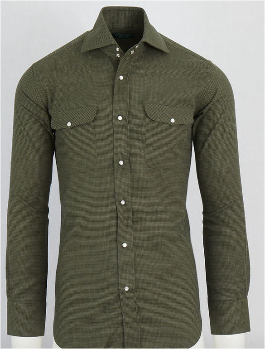 Kacey Field Shirt in Olive Houndstooth