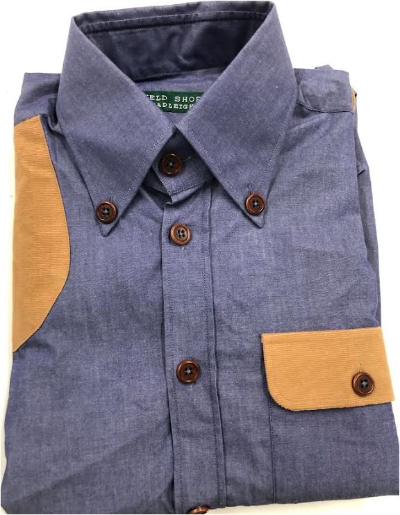 Rip Field Shirt in Denim with Tan Trim