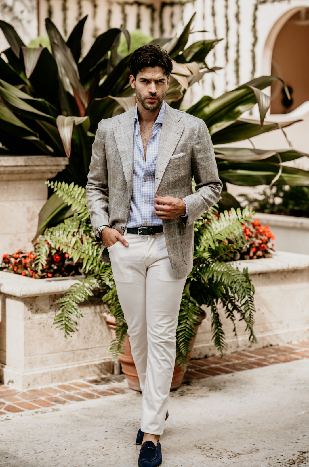 James Jacket Grey with Baby Blue Windowpane