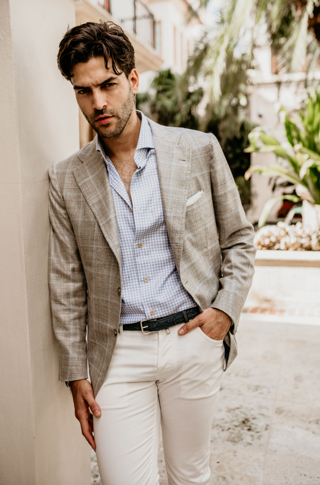 James Jacket Grey with Baby Blue Windowpane
