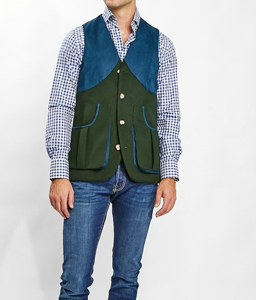 Harkey Field Vest in Green/Blue