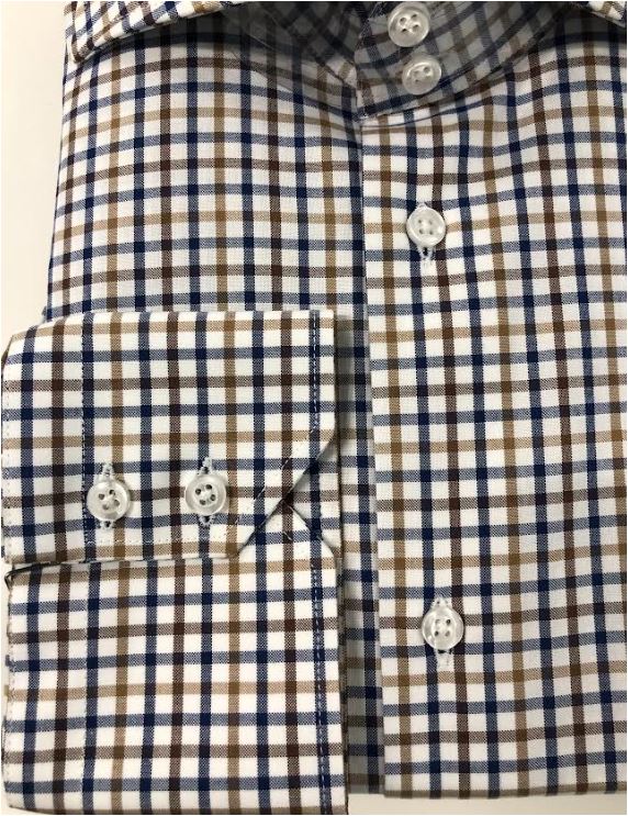 Sport Shirt in Navy/Brown Plaid