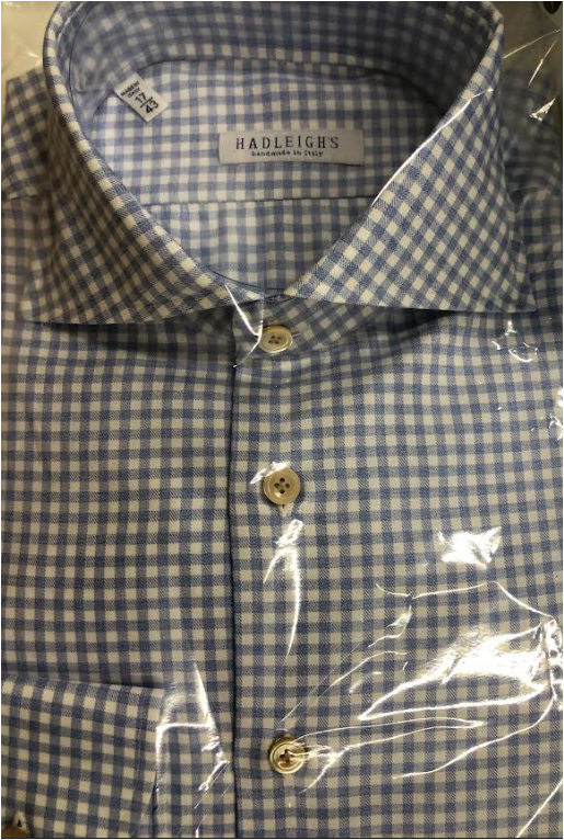 Spread Collar Dress Shirt in Blue Gingham