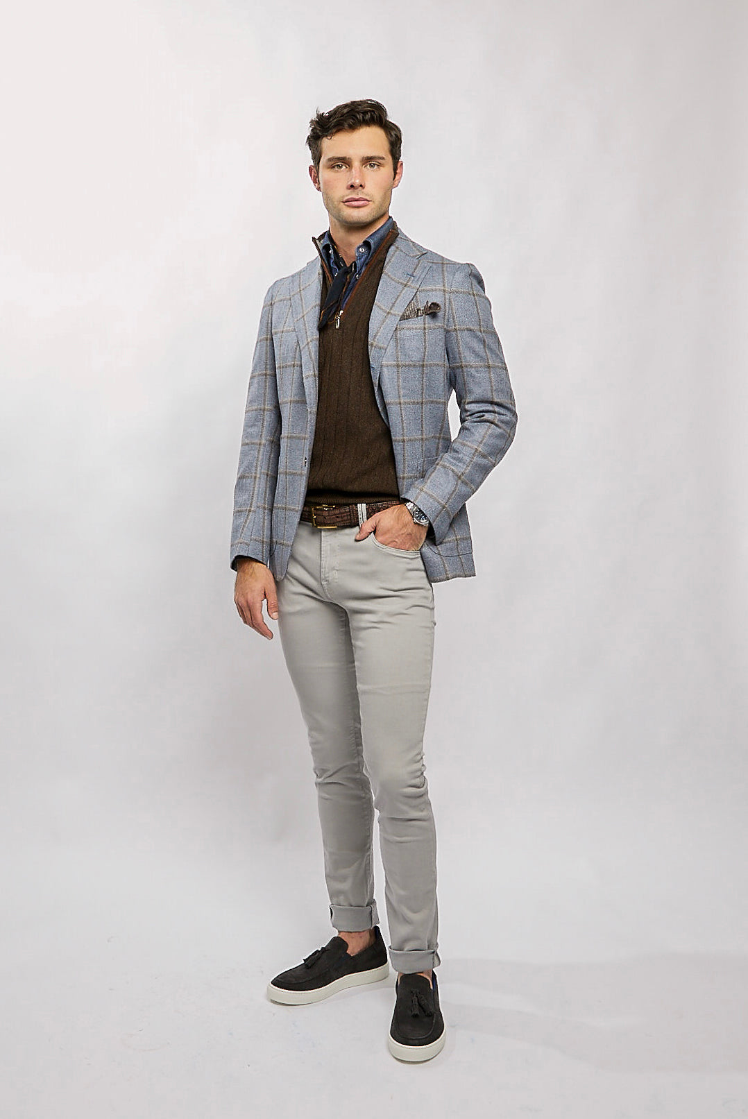 James Jacket in Blue/Brown