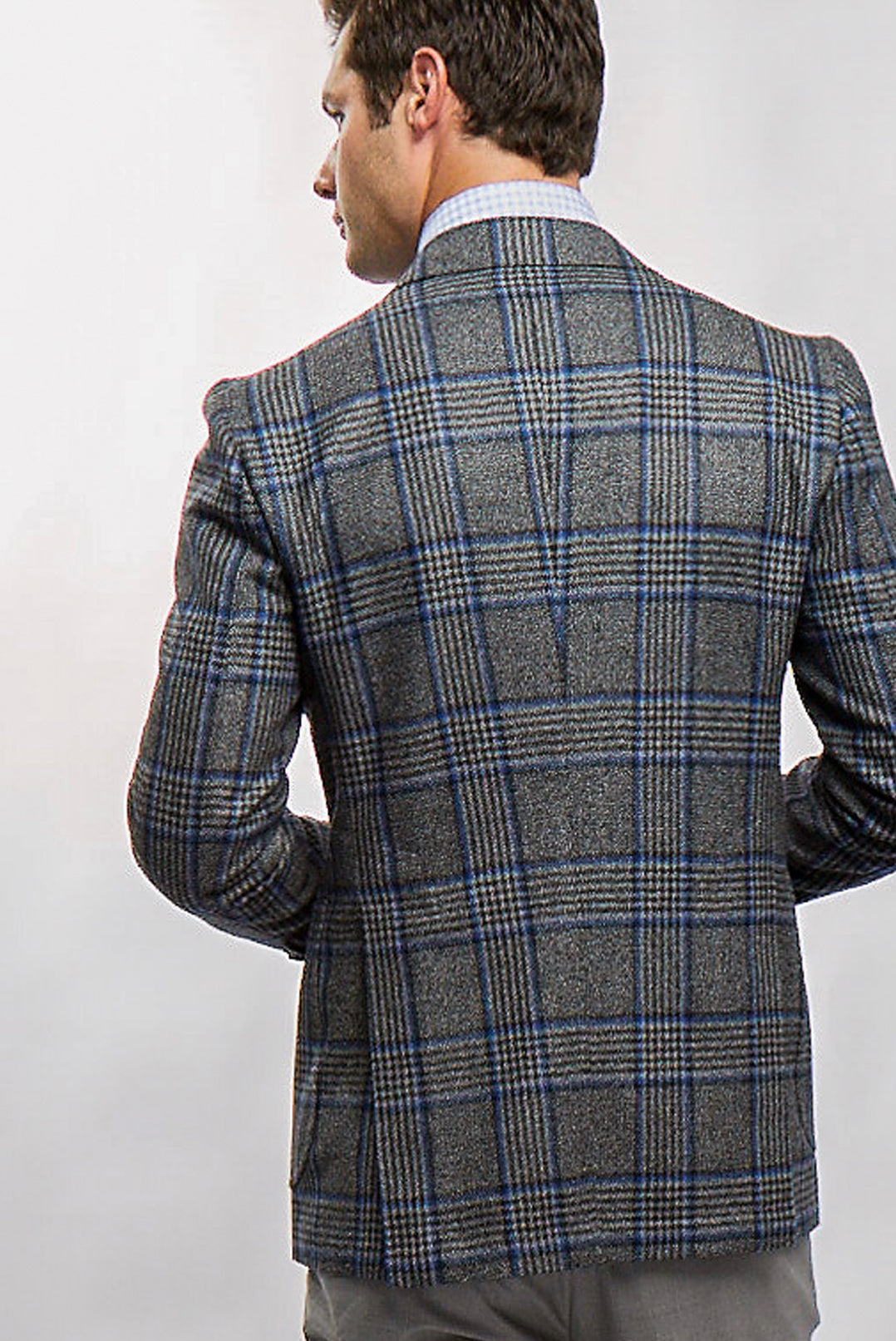 James Jacket in Blue/Grey Glen Plaid