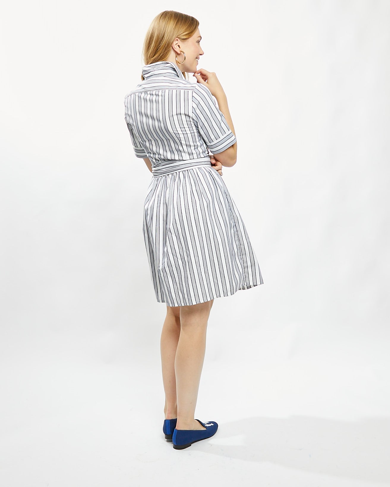 Short Coupe Dress in Navy Stripe