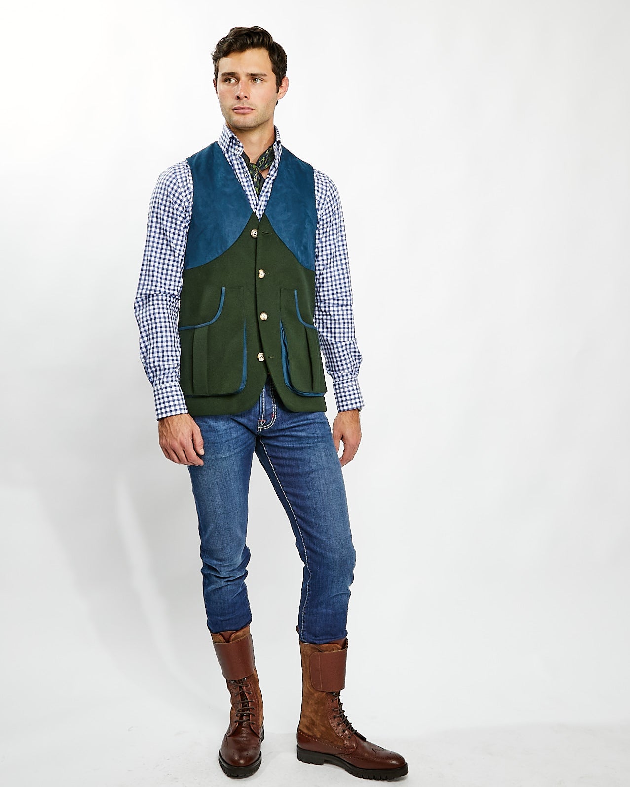 Harkey Field Vest in Green/Blue