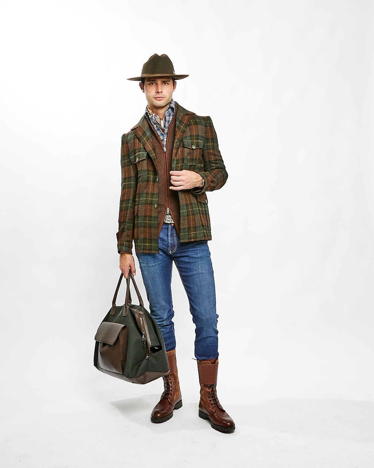 Safari Harper Jacket in Blue/Green Plaid