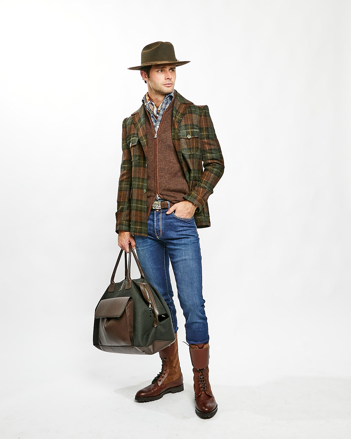 Safari Harper Jacket in Blue/Green Plaid