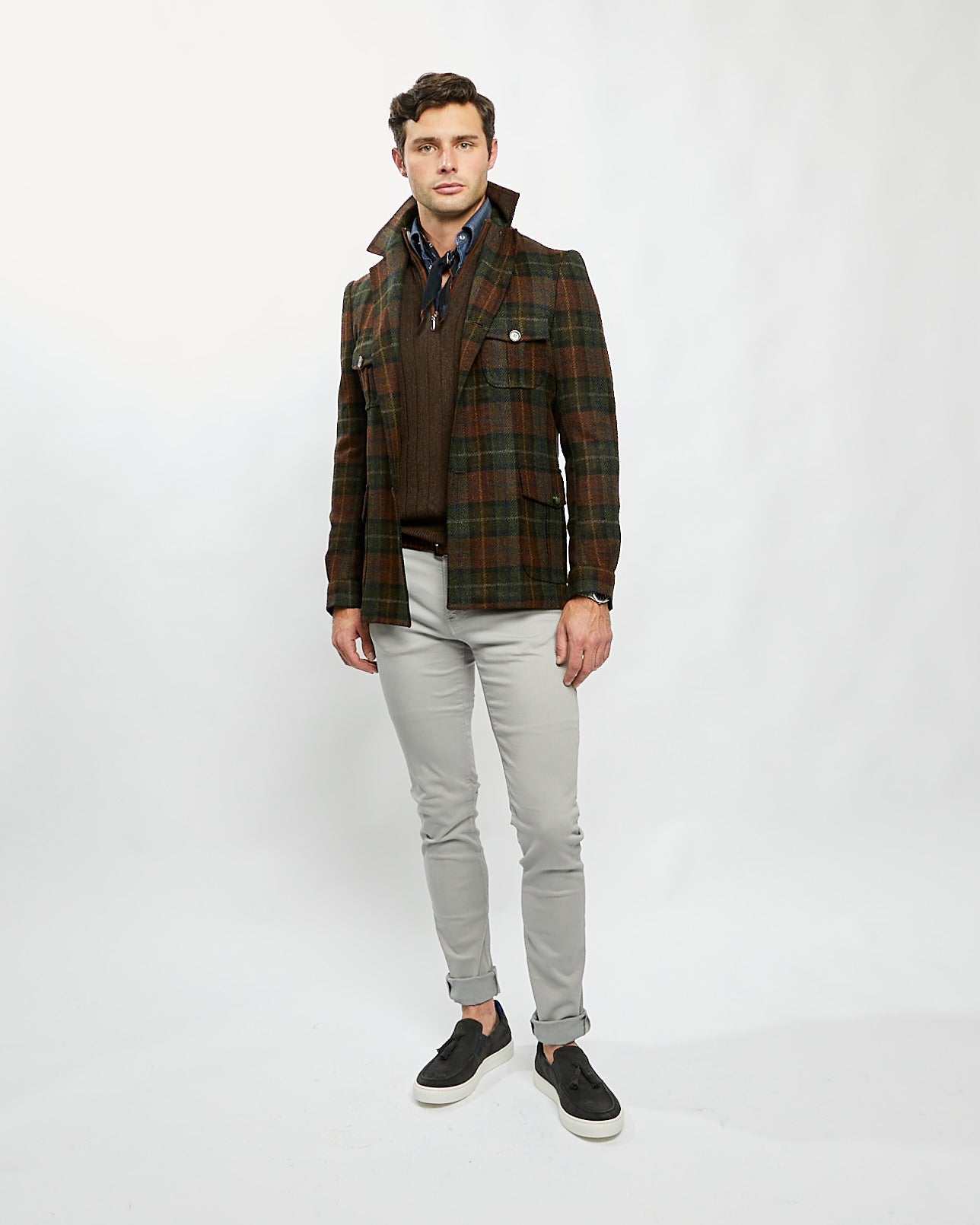 Safari Harper Jacket in Blue/Green Plaid