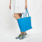 Gable Tote in Turquoise Leather with Pink