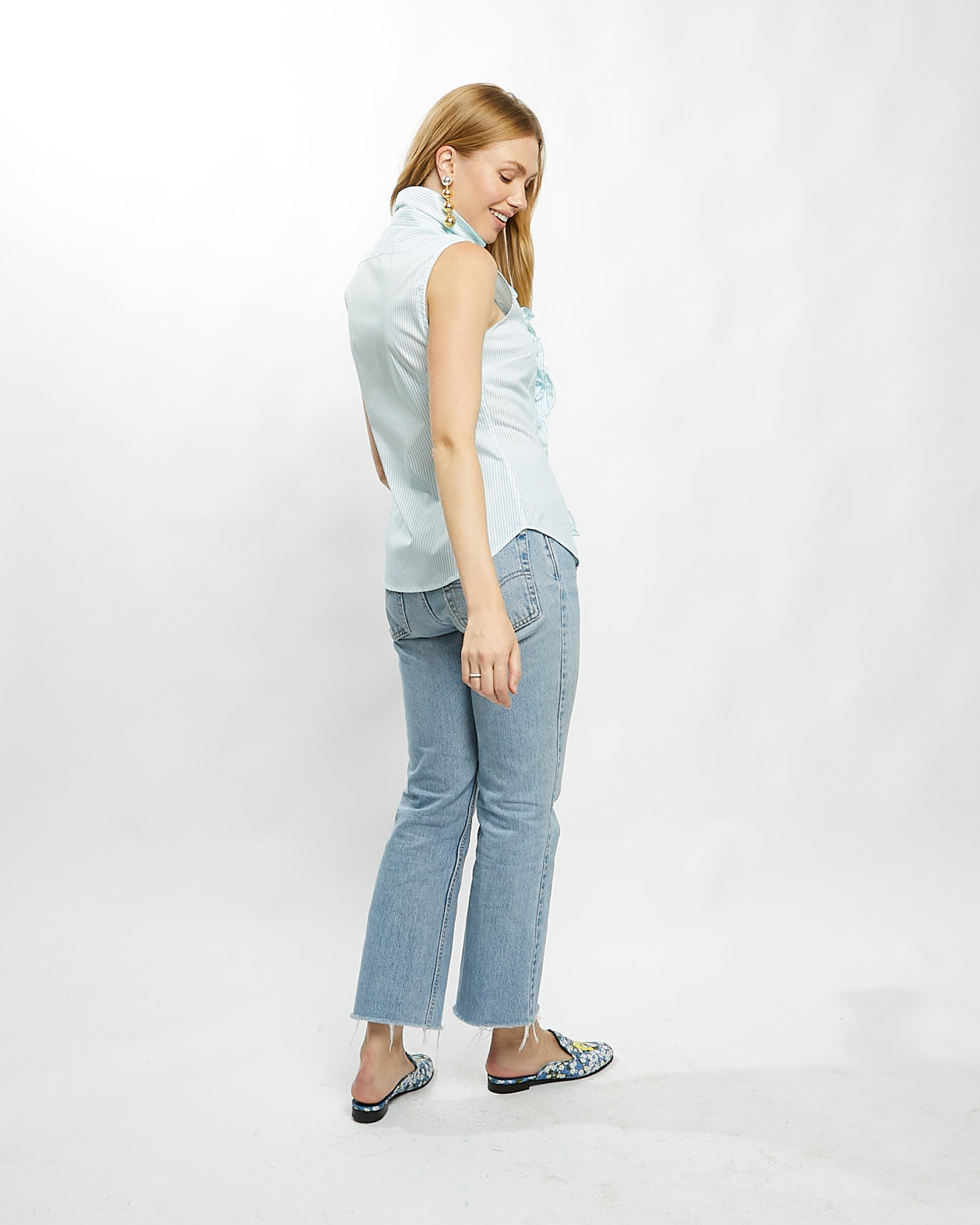 Cinzia Blouse in Aqua Stripe