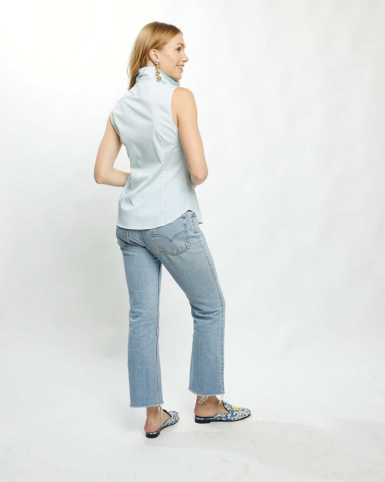 Cinzia Blouse in Aqua Stripe