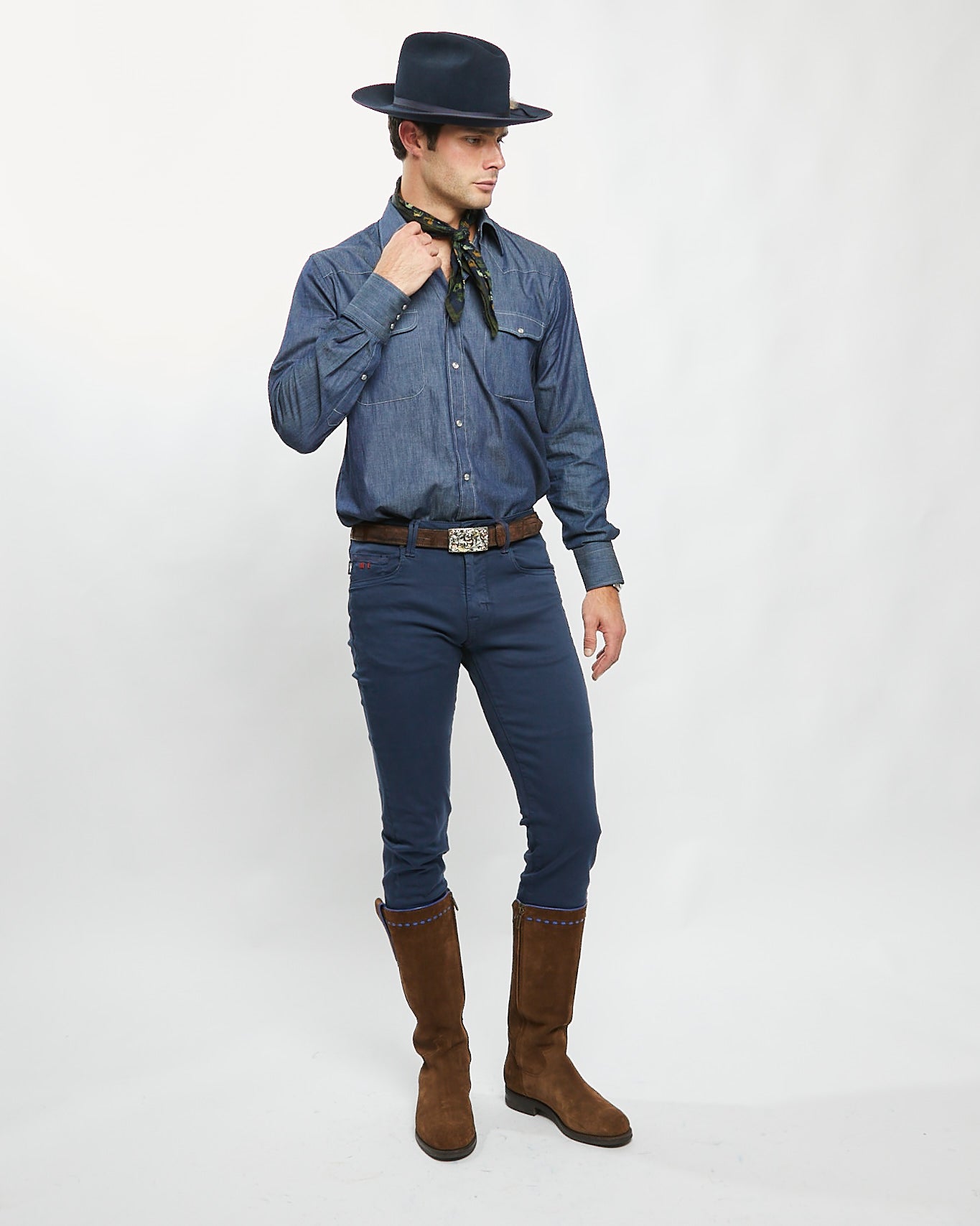 Kacey Texas Western Shirt in Medium Denim