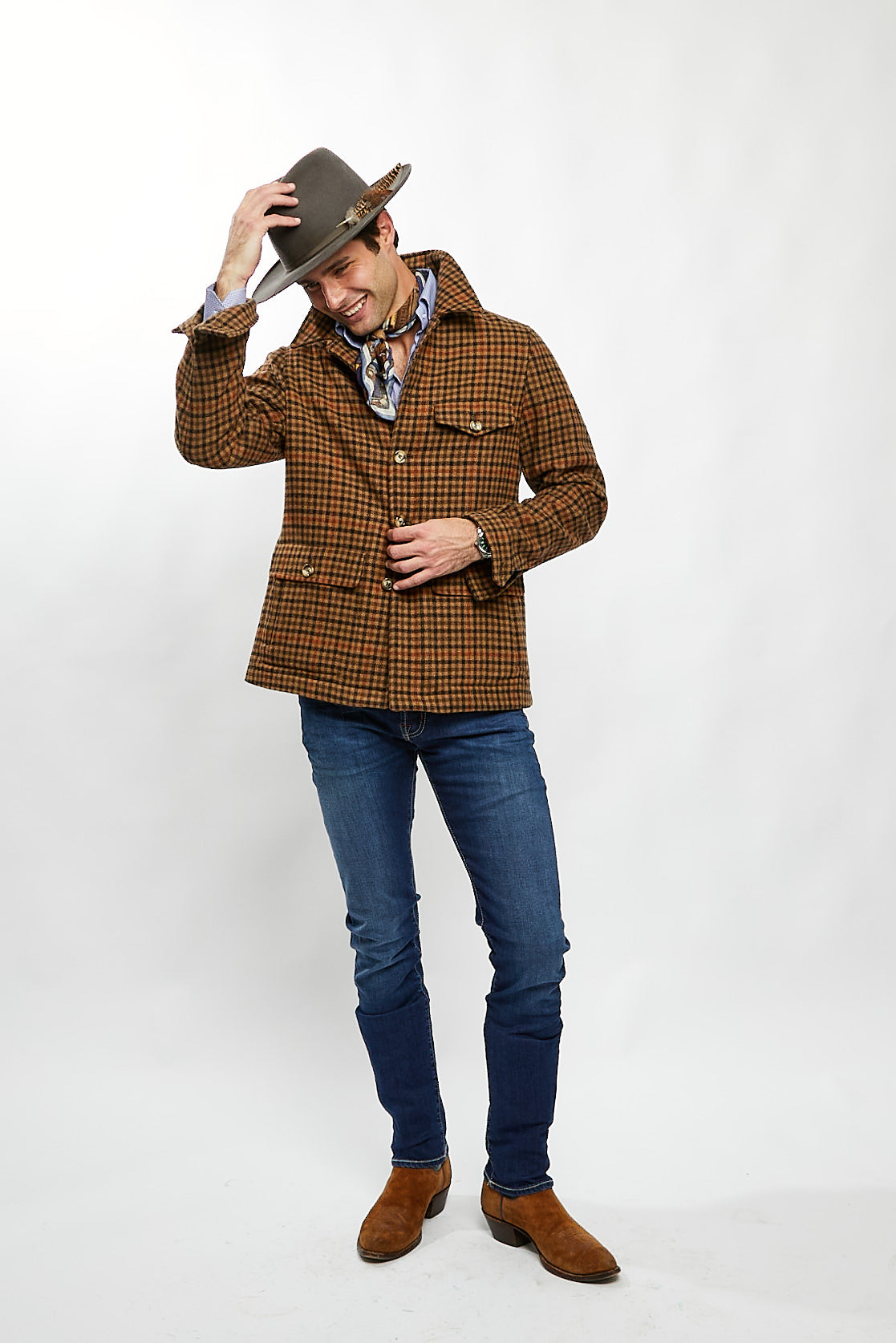 Marco Overshirt in Tan/Brown Check