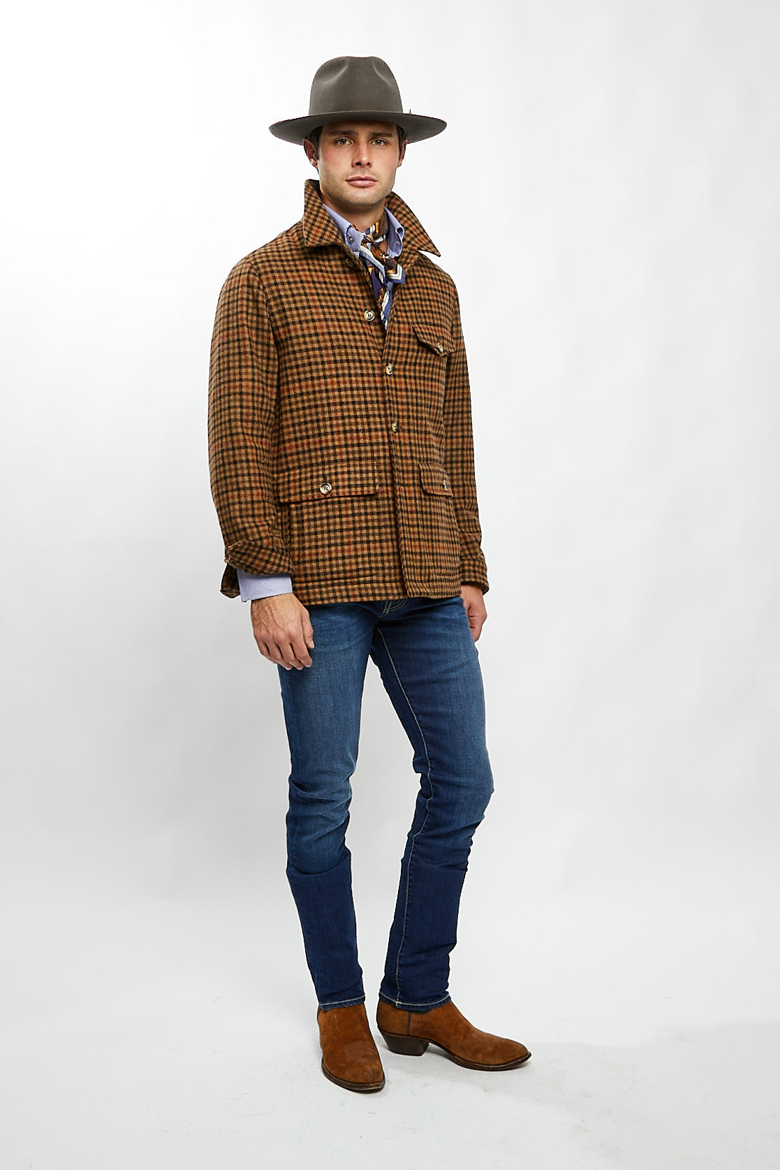 Marco Overshirt in Tan/Brown Check