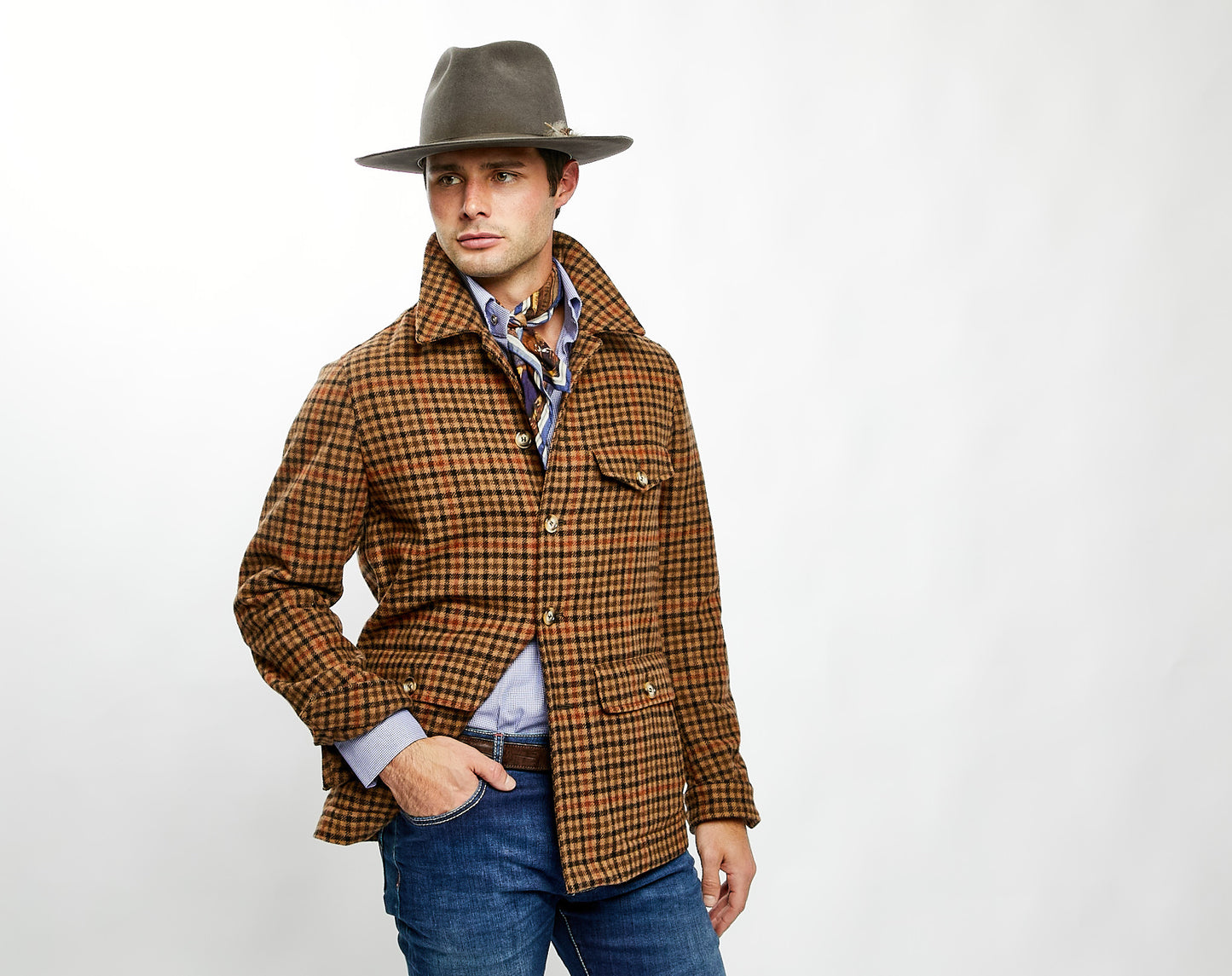 Marco Overshirt in Tan/Brown Check