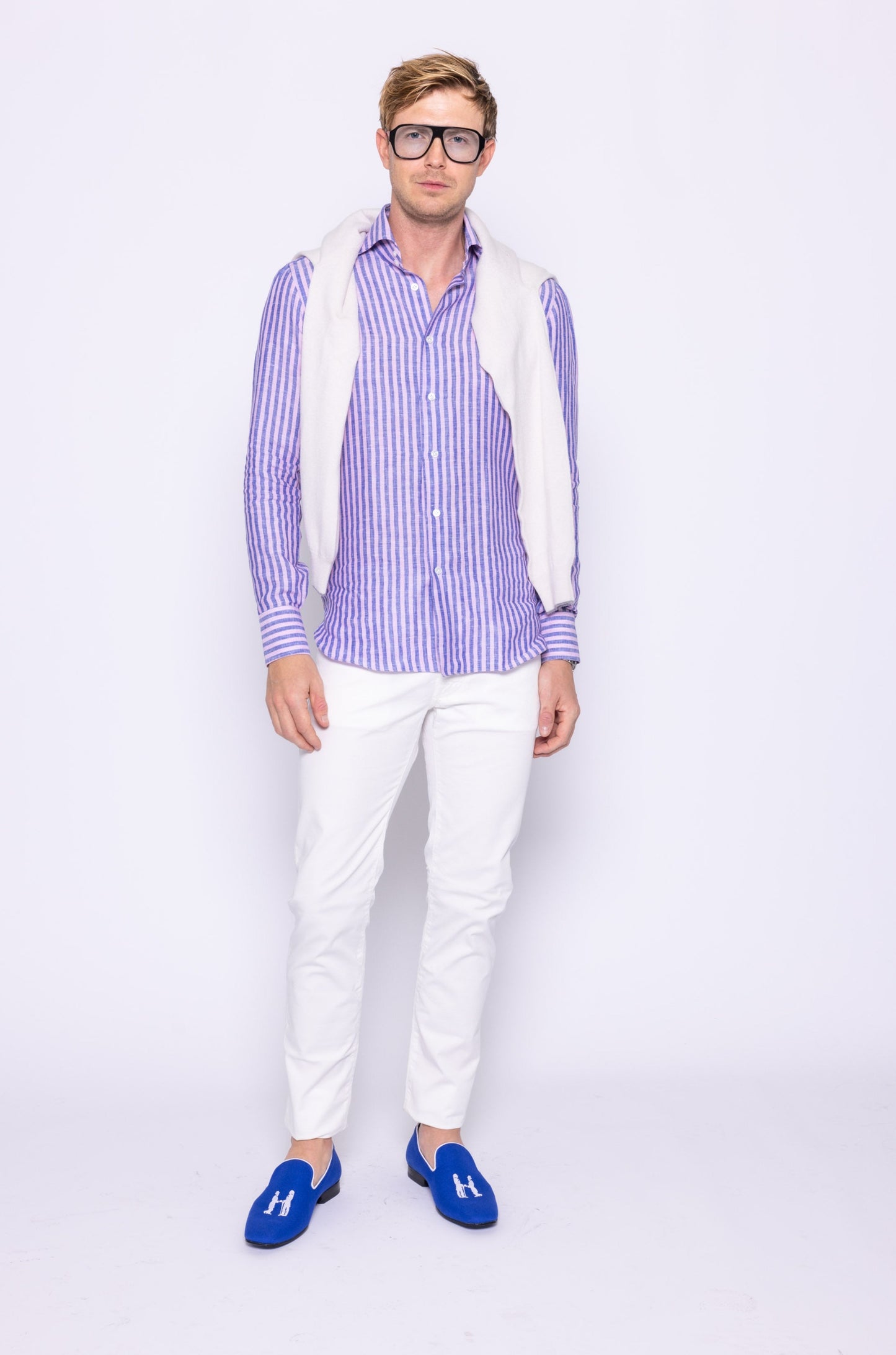 Blue/Red Stripe Linen Shirt