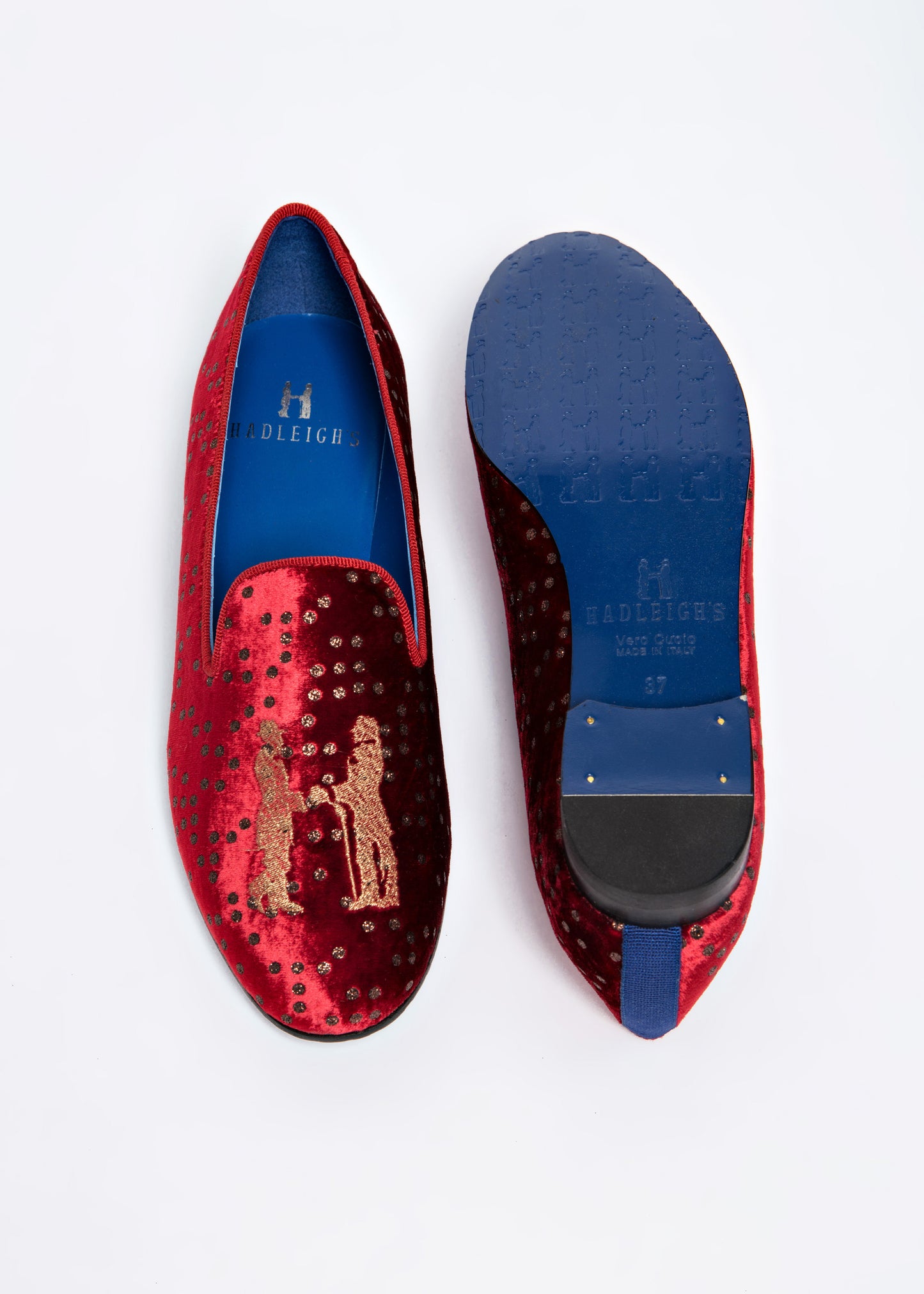 Slipper in Red Sparkle with Gold Logo