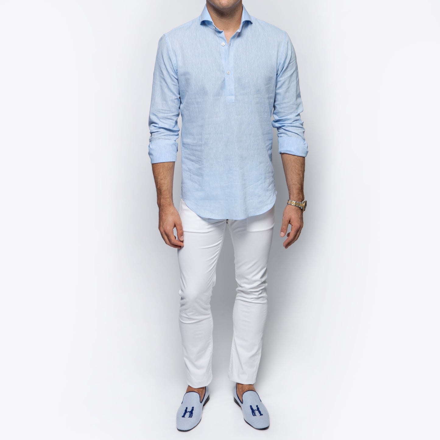 L/S Popover-Lt.Blue Linen