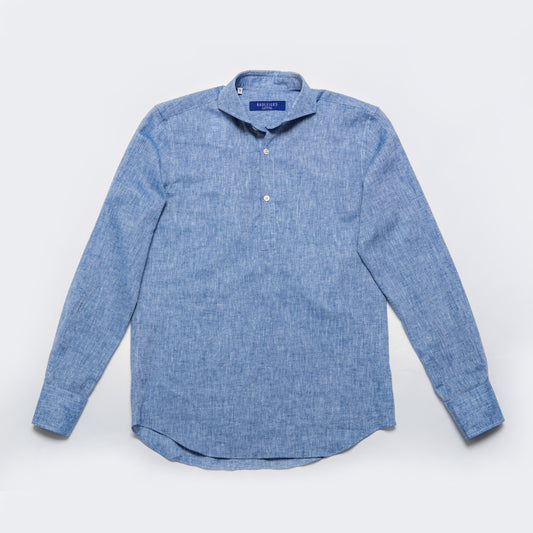 Linen Popover Shirt in Chambray Blue