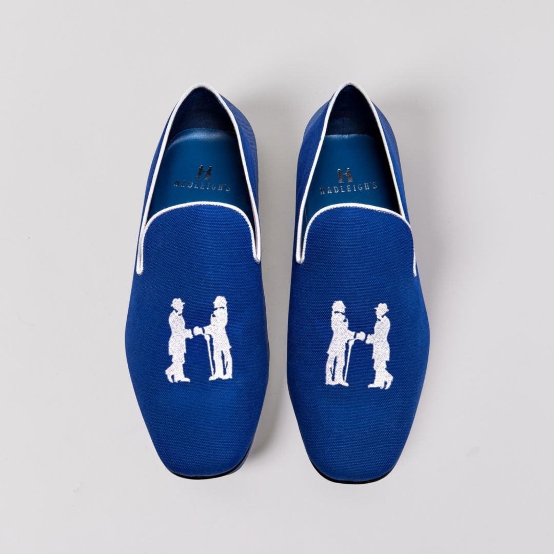Slipper in Cobalt Blue with White Logo