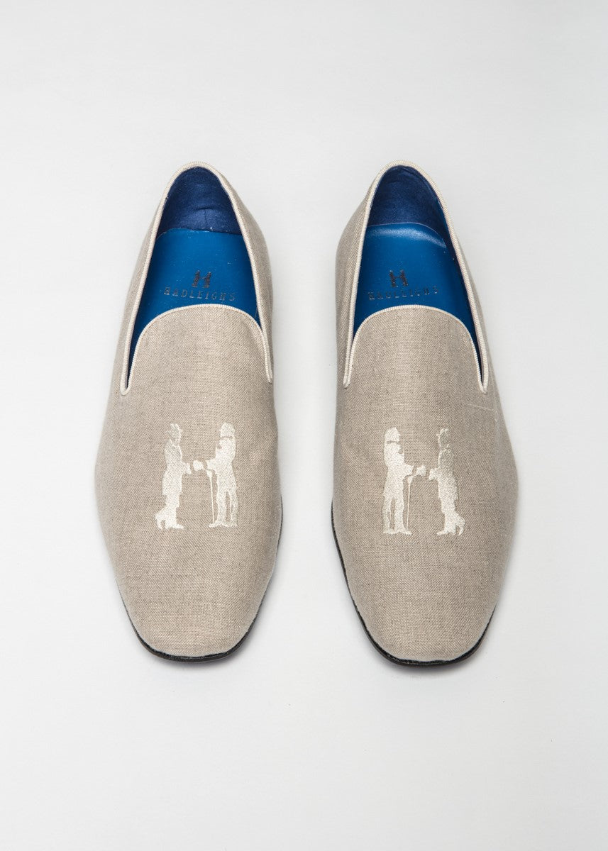 Slipper in Beige with White Logo