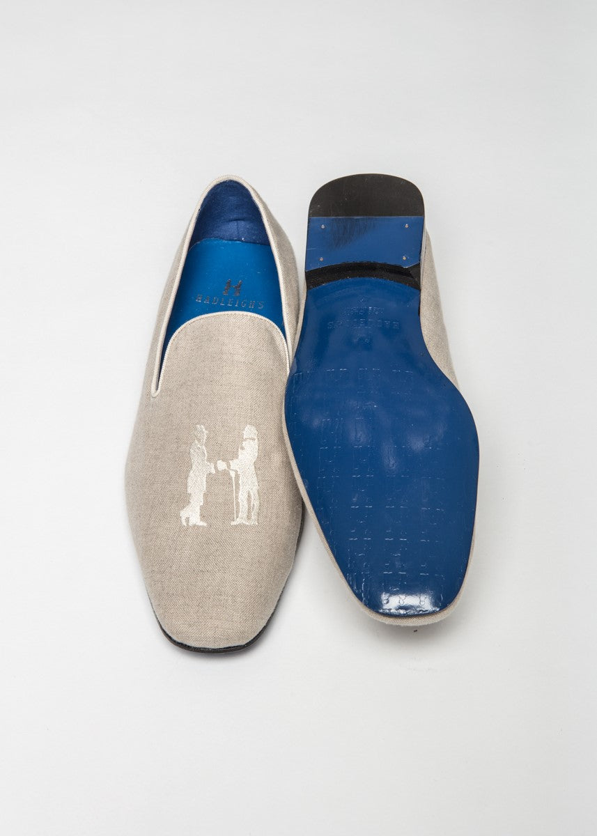 Slipper in Beige with White Logo