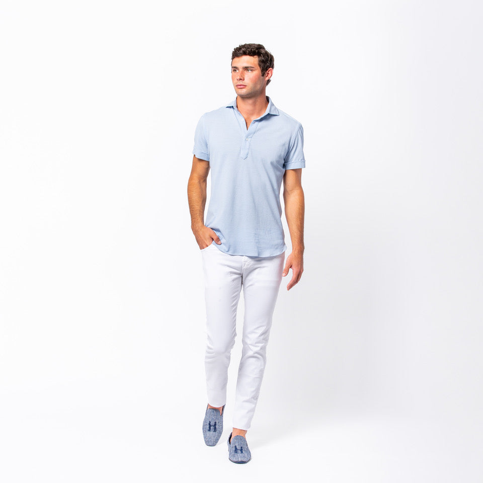 Knit Polo in Light Blue