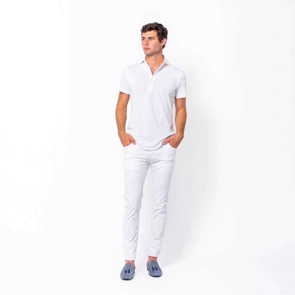 Knit Polo in White